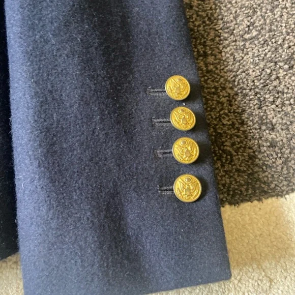 Fossil Navy Wool Blend Gold Button, Military Style Blazer Sz Medium - Picture 4 of 11